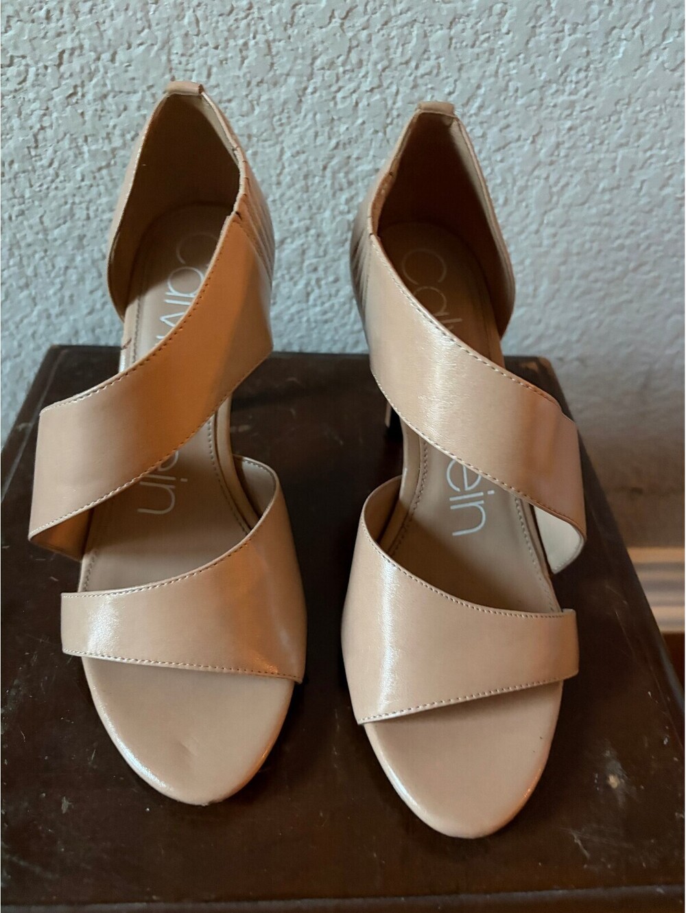 Calvin Klein Beige Open-Toe Heeled Sandals Size 7.5W